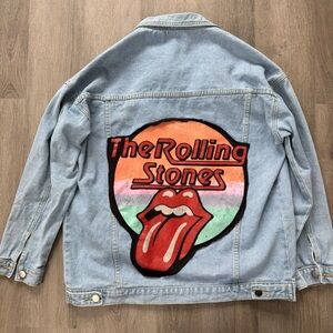 Rolling Stones band Jean Jacket Oversized Medium NWOT